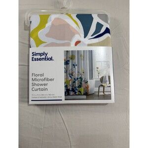Simply Essential Floral Microfiber Shower Curtain 72x72 – White – Polyester